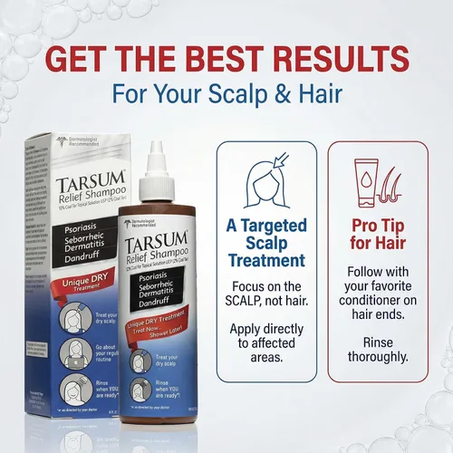Miniatura 7 de Tarsum Champú para psoriasis extra fuerte, champú y acondicionador de alquitrán de carbón para psoriasis del cuero cabelludo, dermatitis seborreica