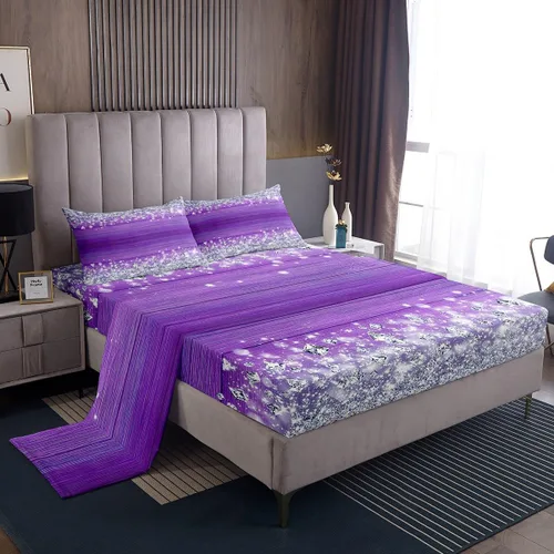 Miniatura 39 de Feelyou Juego de sábanas de lazo de acuarela, tamaño individual, juego de sábanas con lazos de coqueta para niños y niñas, decoración de dormitorio