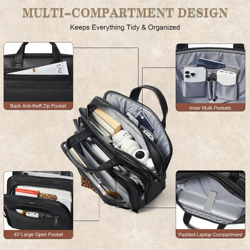 Miniatura 5 de Bolso de Mensajero de Cuero Shrrie para Hombres y Mujeres de 17 Pulgadas, Bolso para Laptop de Gran Capacidad Resistente al Agua, Bolso de Hombro