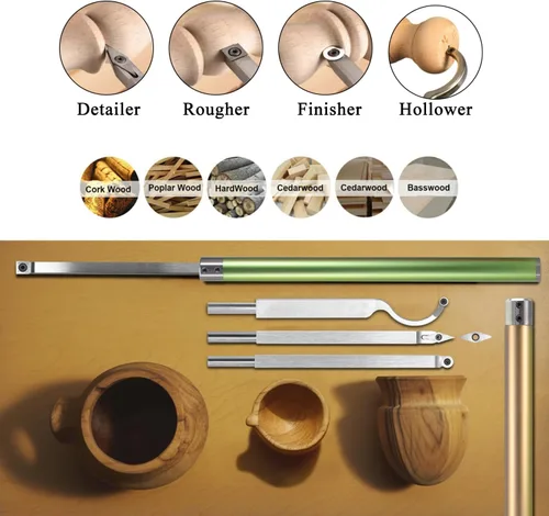 Miniatura 4 de Herramientas de torneado de madera con punta de carburo DW-6 Herramientas de torno de madera de carburo de tamaño medio, 4 piezas de acabado