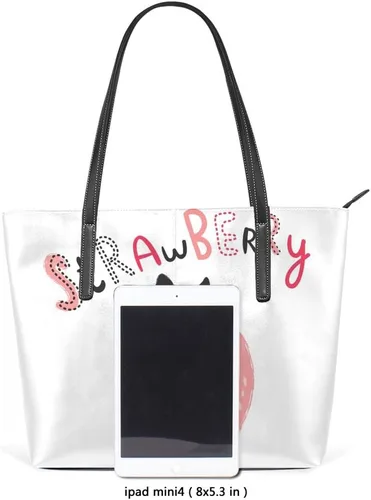 Miniatura 3 de Grandes bolsas de mano de trabajo de las mujeres de la PU de cuero de la moda linda de la fresa bolsos del comprador bolso casual