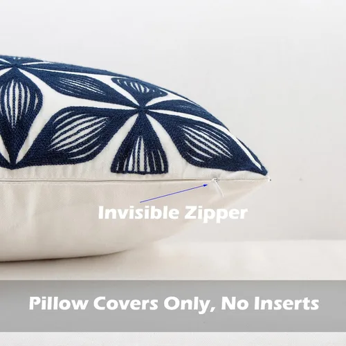 Miniatura 174 de HWY 50 Fundas de almohada decorativas azul marino de 18x18 pulgadas (1 pieza), funda de cojín bordada de algodón para granja, funda de almohada