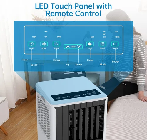Miniatura 5 de Aire acondicionado portátil de 8000 BTU, aire acondicionado portátil 4 en 1 con ventilador, deshumidificador y modo de suspensión, unidades de aire