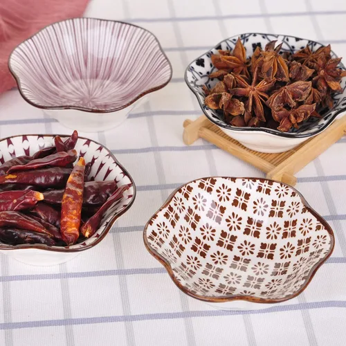 Miniatura 4 de VanEnjoy Juego de 4 platos japoneses de cerámica de estilo moderno para salsa de soja, platos de salsa de soja