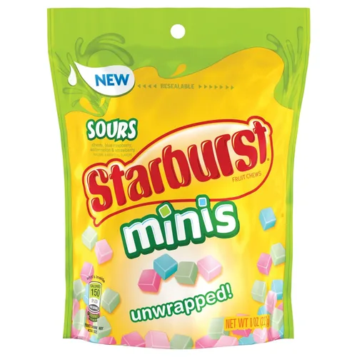 Miniatura 4 de Starburst Sours Minis - Bolsa de dulces masticables de frutas, 8.0 onzas