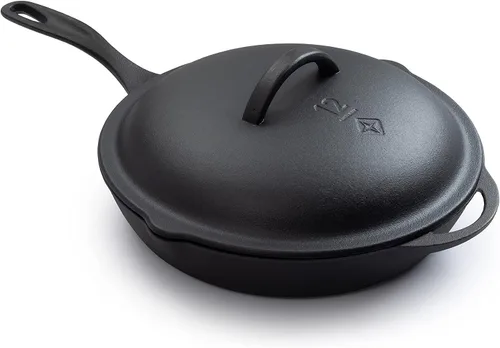 Miniatura 4 de Barebones Tapa de sartén de hierro fundido de 12 pulgadas, tapa para varias sartenes antiadherentes y utensilios de cocina, tapa de sartén