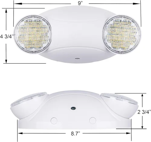 Miniatura 5 de LIT-PaTH Accesorios de iluminación LED de emergencia con 2 cabezales LED de ojo de insectos y baterías de respaldo, luz de salida estándar de EE.