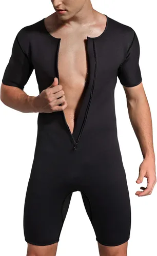 Traje de sauna de neopreno para hombre, moldeador de cuerpo para fitness, gimnasio, ejercicio Negro