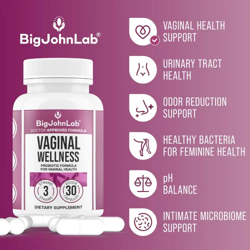 Miniatura 4 de BIGJOHNLAB® - Probióticos vaginales para mujer – Balance de PH, control de olores, levadura, microbioma y salud femenina – 6B UFC, raíz de regaliz