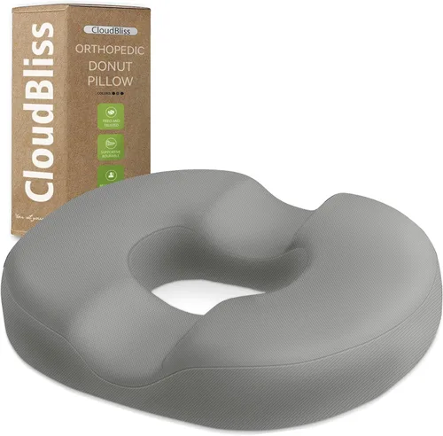 Miniatura 25 de Cojín de asiento en forma de dona CloudBliss para alivio del dolor de coxis y hemorroides, cojín de silla de espuma viscoelástica para después