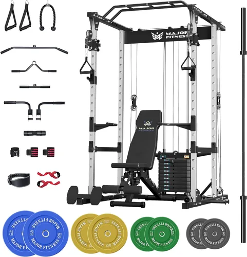 Miniatura 14 de MAJOR FITNESS Drone1 Power Cage - Rack de potencia multifunción para gimnasio en casa, estante para sentadillas, sistema de cruce de cables