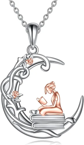 YFN Collar de plata de ley 925 para amantes de los libros, colgante de lectura para mujer, regalo de graduación, joyería para estudiantes, amigos,