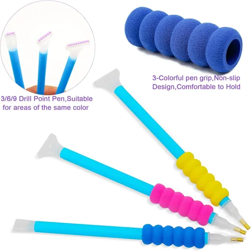 Miniatura 3 de MoeeBtee Contenedores de almacenamiento de pintura de diamantes, 30 ranuras, accesorios de pintura de diamantes con herramientas para organizador