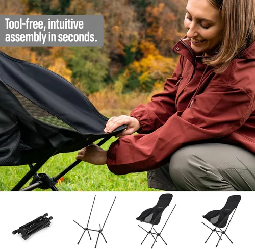 Miniatura 4 de TSE HC100 Silla de campamento, silla plegable ligera de 3.36 libras con soporte para tazas, portátil y fácil de transportar para campamento, playa