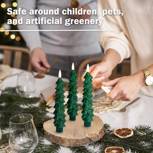 Miniatura 3 de FPOO Decoraciones de Navidad para interiores, 3 velas cerosas para árbol de Navidad con temporizador remoto, candelabros LED a batería para ventana