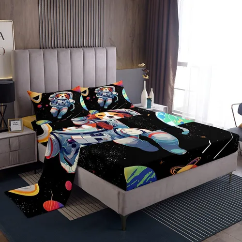 Miniatura 8 de Castle Fairy Juego de Sábanas de Astronauta para Niños, Juego de Sábanas del Espacio de Galaxia Misteriosa, Juegos de Sábanas de Decoración