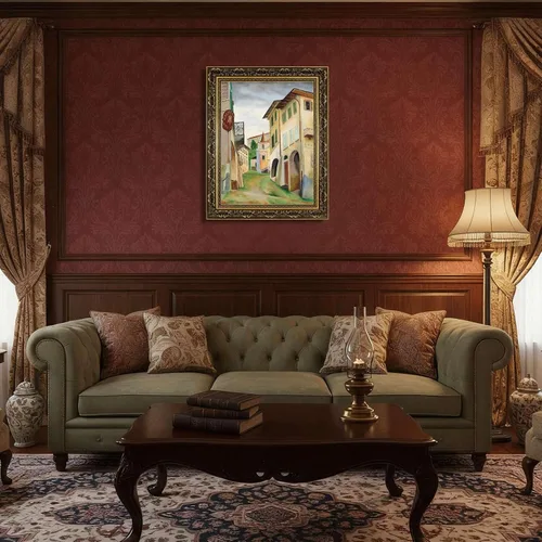 Miniatura 4 de Vintage Framed Italian Village Street Scene Wall Art Canvas Print Oil Paintings Reproduction World Classics Rustic Elegant Poster Painting Pictures