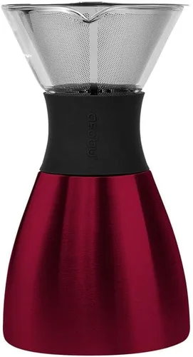 Miniatura 4 de asobu Cafetera de Vertido Aislada (32 oz.) Vacío de Doble Pared, Filtro de Acero Inoxidable y Jarra para Llevar (Borgoña)