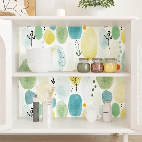 Miniatura 8 de Papel tapiz abstracto azul para despegar y pegar, papel de contacto geométrico, papel tapiz bohemio para baño, papel de pared autoadhesivo extraíble