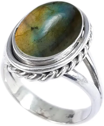 Miniatura 20 de Anillo fino de plata esterlina 925 para mujer, hecho a mano, joyería de piedras preciosas, anillo de moda (1379)