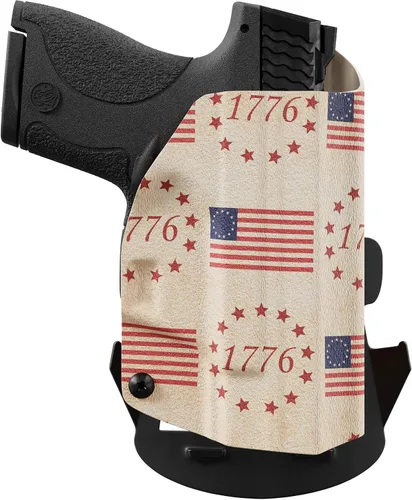 We The People Holsters - Bandera de Betsy Ross - Transporte abierto en la cintura exterior - Funda OWB Kydex - Conducción/inclinación/retención
