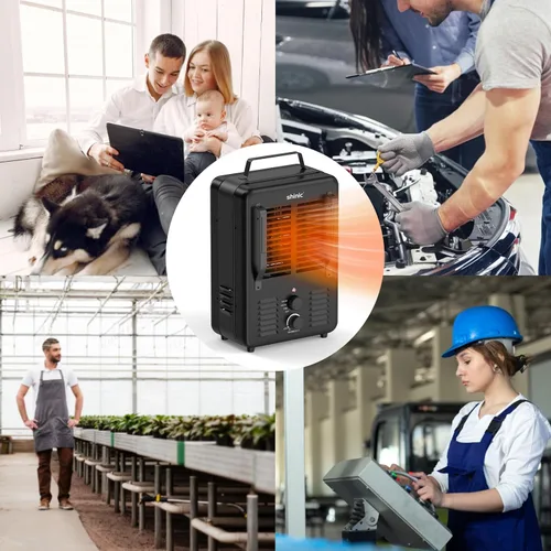 Miniatura 8 de Shinic Calentador Milkhouse de 1500 W, calentador utilitario Milkhouse con termostato ajustable, protección contra sobrecalentamiento y vuelco