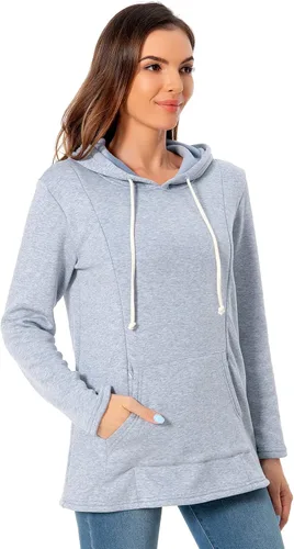 Miniatura 74 de Bearsland - Sudadera de lactancia y maternidad para mujer, con bolsillos y capucha