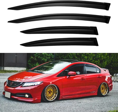Miniatura 103 de YQAUTEC Viseras de Ventana Protectores de Lluvia para Honda Civic 2022 2023 2024 2025 2026, Deflectores de Viento de Ventilación de Ventana Fuera