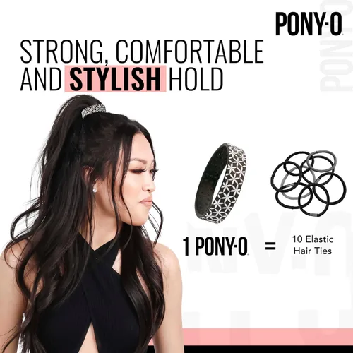 Miniatura 5 de 2 coletas flexibles PONY-O extra grandes, soportes para cola de caballo: para cabello muy grueso o pesado, seguro, cómodo y no dañino accesorios
