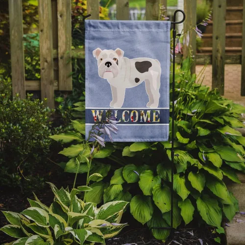 Miniatura 2 de Caroline's Treasures CK3645GF Bandera de bienvenida de bulldog inglés para jardín, bandera decorativa para patio exterior, obras de arte de patio