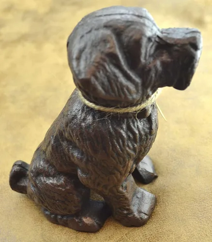 Miniatura 2 de Lulu Decor, Tope decorativo de hierro fundido para puerta de perro, topes de puerta, escultura, estatua de perro (negro, 4.50 libras)