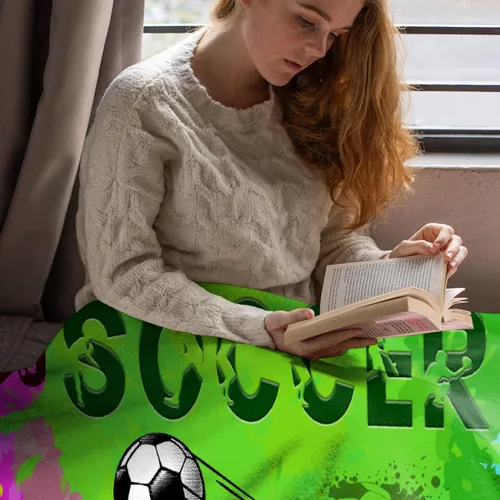 Miniatura 38 de Manta de fútbol para niñas, regalos de fútbol para niñas y niños, manta de franela de forro polar suave y cálida para niñas, regalos de fútbol