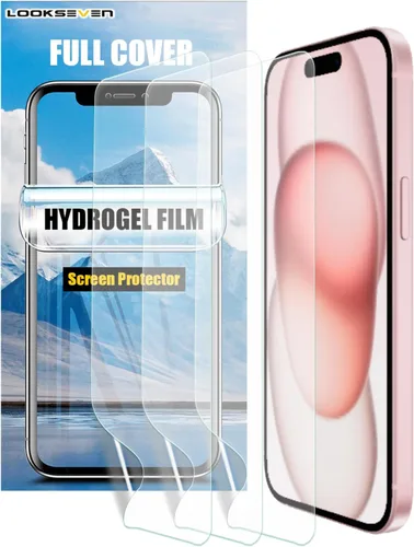 Miniatura 8 de LOOKSEVEN Paquete de 3 películas de hidrogel para iPhone 14 Pro Max, protector de pantalla de TPU suave transparente de alta sensibilidad