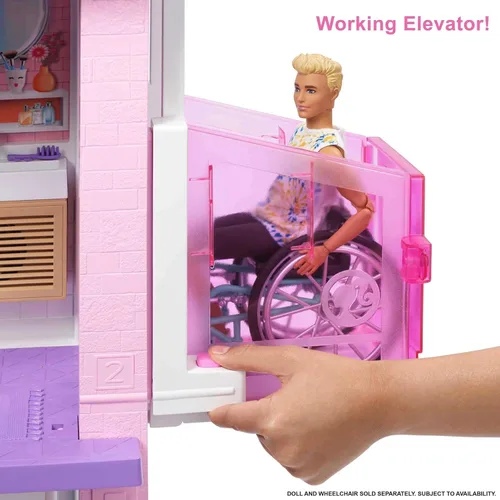 Miniatura 5 de Barbie DreamHouse versión 2,021 – Casa de muñecas grande (3.75 pies/1.14 m) con piscina, tobogán, ascensor, luces y sonidos, y accesorios para casa
