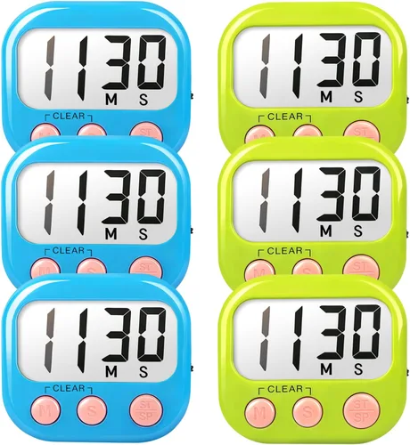Miniatura 23 de Temporizadores de aula para profesores y niños, temporizador digital magnético grande, suministros para profesores, paquete de 12, azul y verde Azul