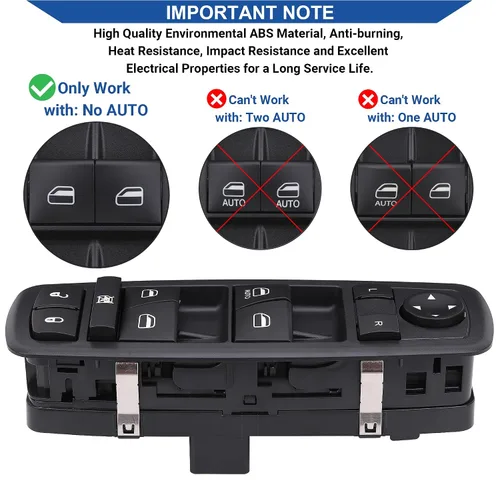 Miniatura 4 de Obaee Botón de control de interruptor de ventana eléctrica 8+13 pines lado del conductor compatible con Dodge Dart 2013-2016, Chrysler 200