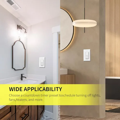 Miniatura 7 de Minoston Interruptor de luces de temporizador, 1-60 minutos, temporizador de pared de cuenta regresiva para ventiladores de baño, calentadores