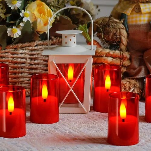 Miniatura 5 de Velas sin llama pequeñas de luz LED para té, votiva acrílica operada a batería 1.7" x 2.5" con control remoto y temporizador, paquete de 8 velas