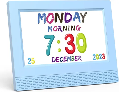 Reloj Despertador Digital Colorido para Niños, Pantalla LED Grande de 7" para Mostrar la Hora, Entrenador de Sueño para Niños, Reloj Digital que