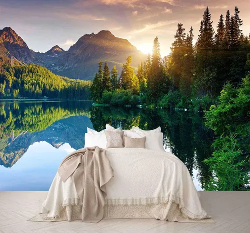 Miniatura 17 de Reyhui - Mural de pared con imagen de bosque y arroyo, papel tapiz grande con escena natural para dormitorio, sala de estar, fondo de TV, sofá