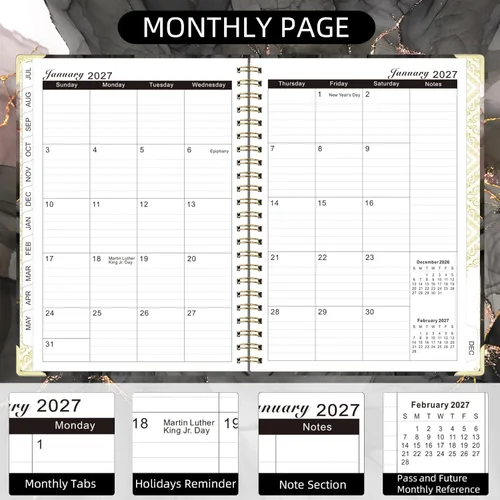 Miniatura 3 de Agenda 2026-2027, de julio de 2026 a junio de 2027, semanal y mensual, 6.25 x 8.5 pulgadas, con pestañas de página, calendario de tapa dura
