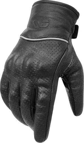 Miniatura 8 de WD Motorsports Vegas - Guantes de cuero para motocicleta para hombres y mujeres, guantes de equitación con protección táctil y nudillos, guantes