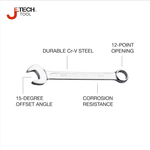 Miniatura 2 de Jetech Llave combinada de 1 pulgada - Llave ajustable de grado industrial con diseño de 12 puntas, desviación de 15 grados, fabricada con acero