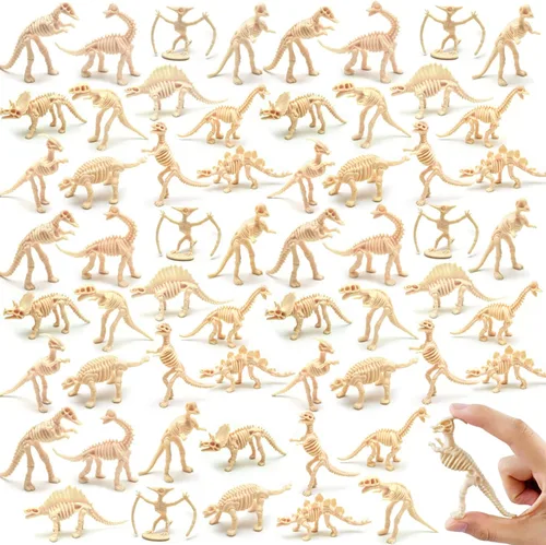 Paquete de 60 esqueletos fósiles de dinosaurio, figuras de plástico, huesos de dinosaurio, juguetes de esqueleto de dinosaurio para excavación de