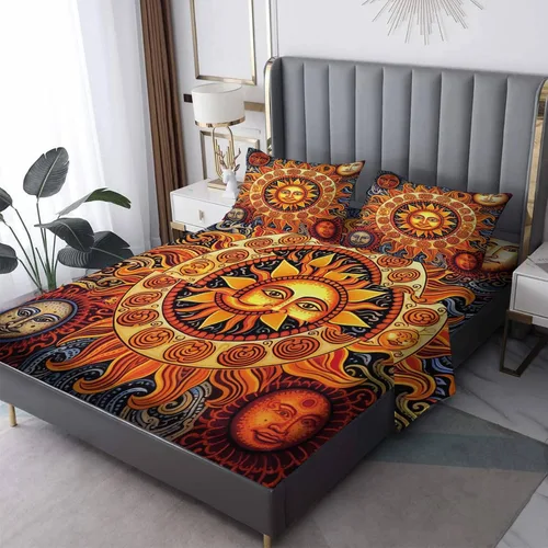 Miniatura 9 de Sun Sheets tamaño individual – Sábanas estéticas celestiales de microfibra suave, bolsillo profundo, sábanas y fundas de almohada estampadas sin