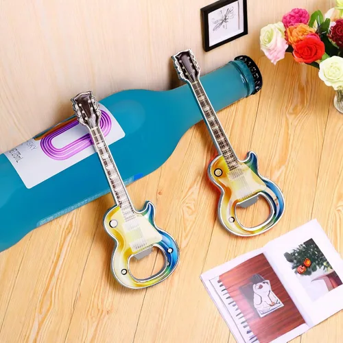 Miniatura 6 de Abrebotellas de cerveza, 2 piezas, abridor de botellas en forma de guitarra, regalo de guitarra, accesorios de cocina para bebedores, amantes