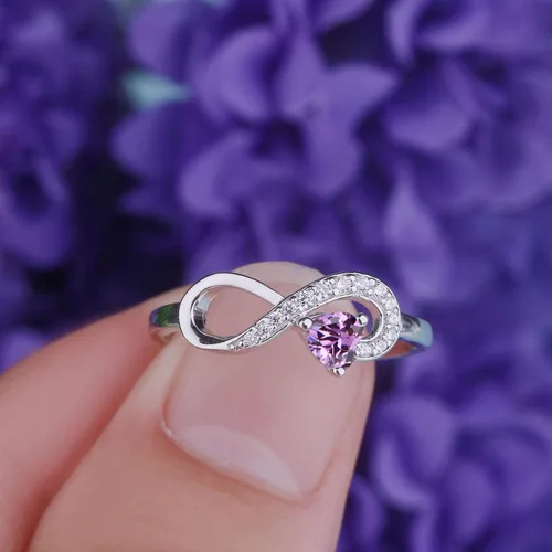 Miniatura 43 de Anillo Jo Wisdomo de compromiso. de plata esterlina, con corazón e infinito, anillo de amistad, para ella