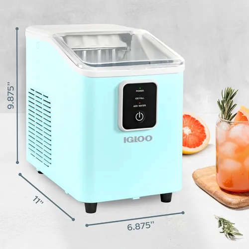 Miniatura 9 de Igloo Máquina de hielo de encimera autolimpiante, compacta y portátil, crea 26 libras por día, 8 piezas listas cada 7-8 minutos, incluye pala