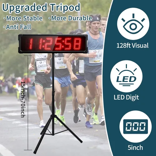 Miniatura 3 de Reloj de carreras con trípode para eventos de correr, cronómetro LED grande con control remoto, temporizador de gimnasio de cuenta regresiva/cuenta