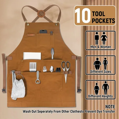 Miniatura 2 de Professional Chef Apron, 100% Cotton Canvas, Perfect for Cooking, Grilling, BBQ, and Kitchen Work, Durable & Stylish